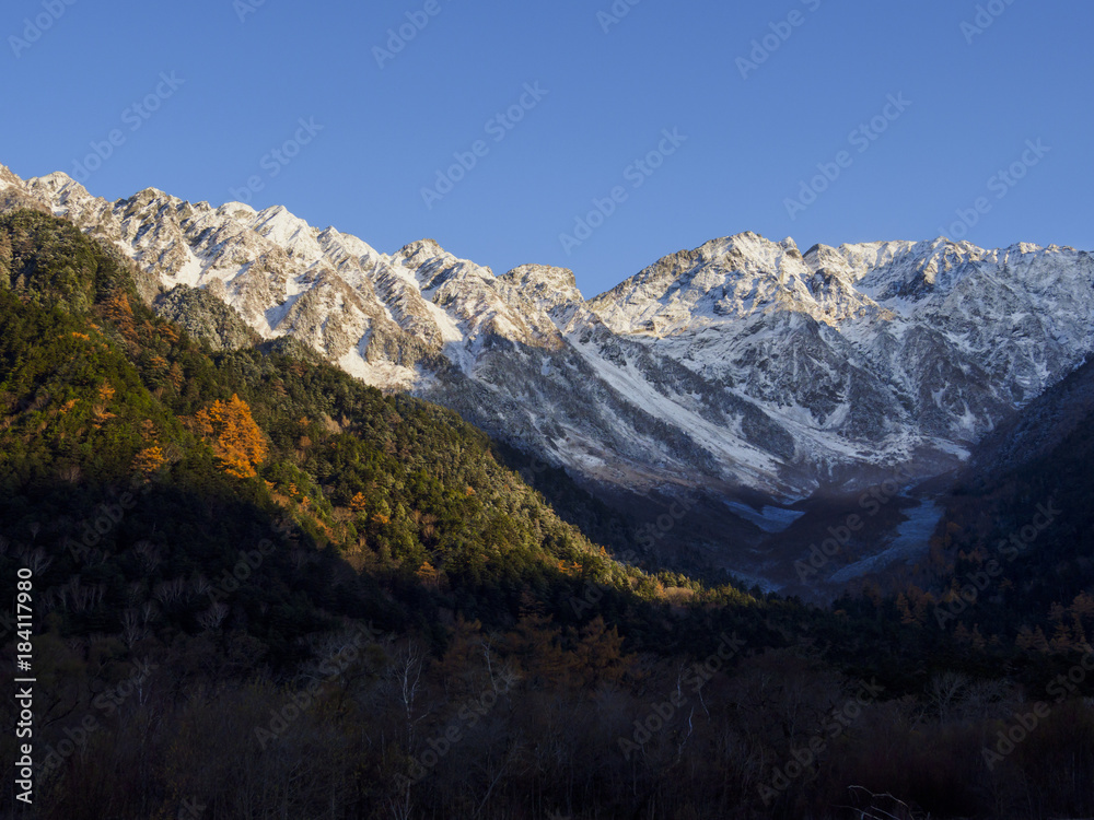 初冬の奥穂高岳と西穂高岳