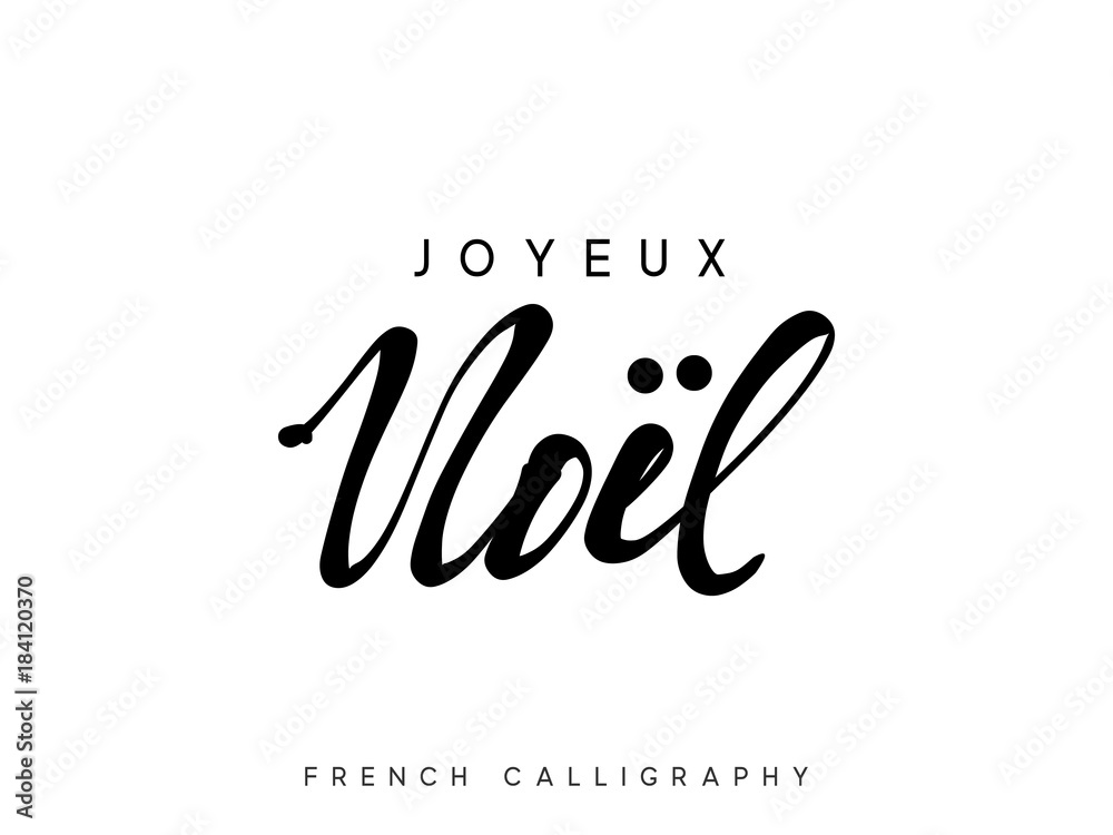 French text Joyeux Noel. Merry Christmas hand drawn calligraphy lettering. French text Joyeux Noel. Merry Christmas hand drawn calligraphy lettering.