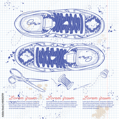 Fashion vector sketch womens shoes.