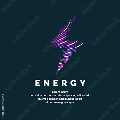 The sign of the energy. The colored zipper of the dynamic lines on a dark background.