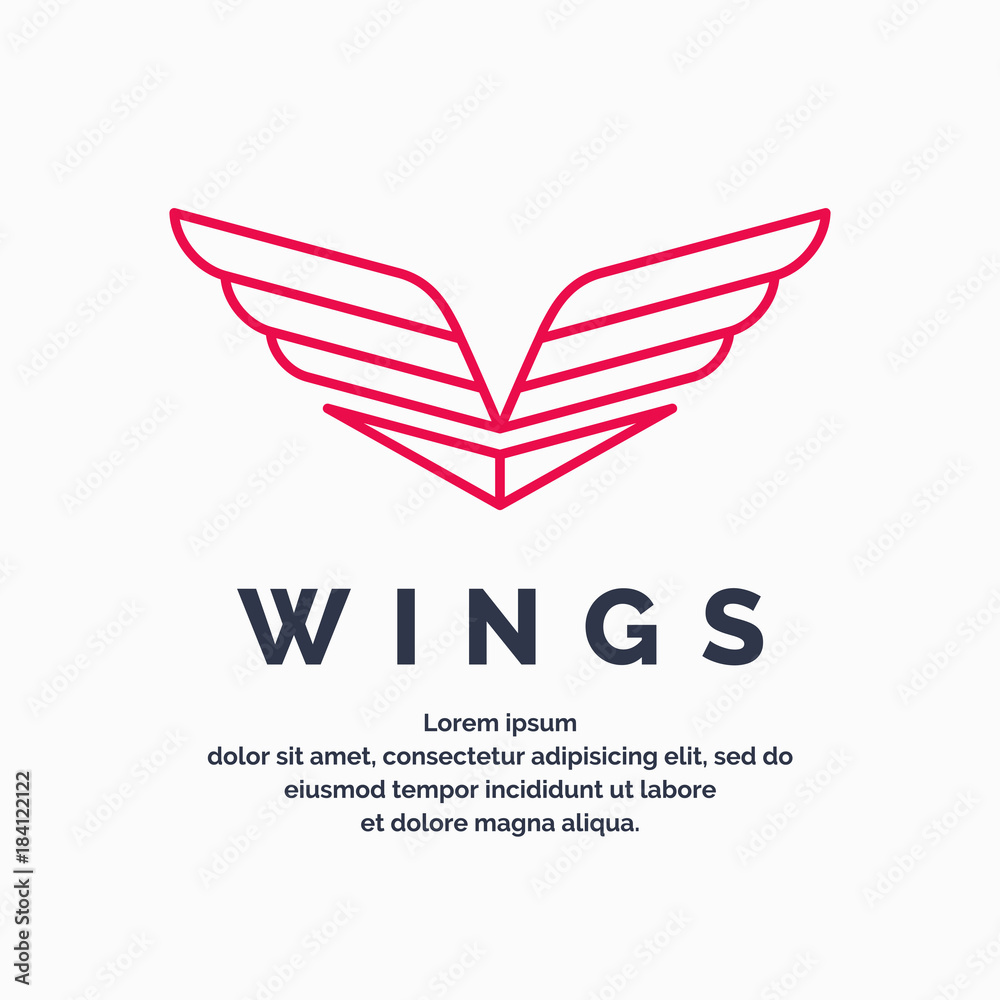 Modern wings logo. Modern wings logo.