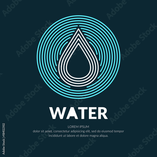 Modern line vector logo of the water drop.