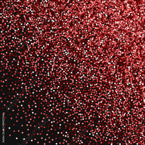 Red gold glitter. Random gradient scatter with red gold glitter on black background. Marvelous Vector illustration.