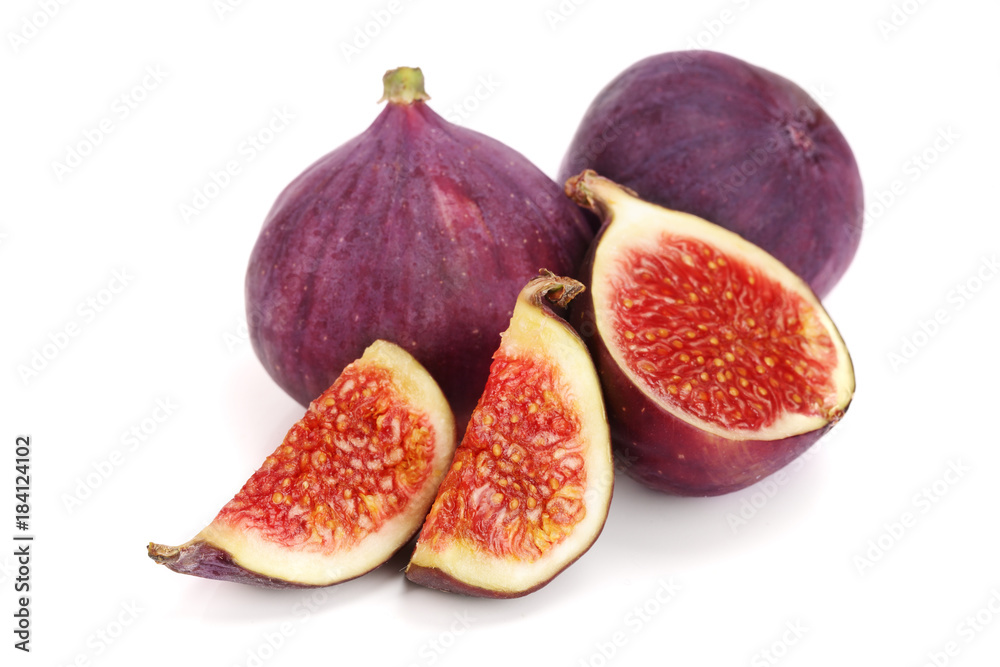 fig fruits with half isolated on white background fig fruits with half isolated on white background