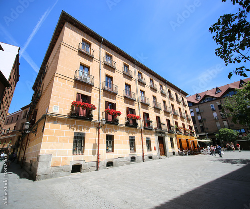 Plaza del Conde de Miranda, Madrid, Spain. This small city square is near the main touristis street of Madrid - Calle Mayor. photo