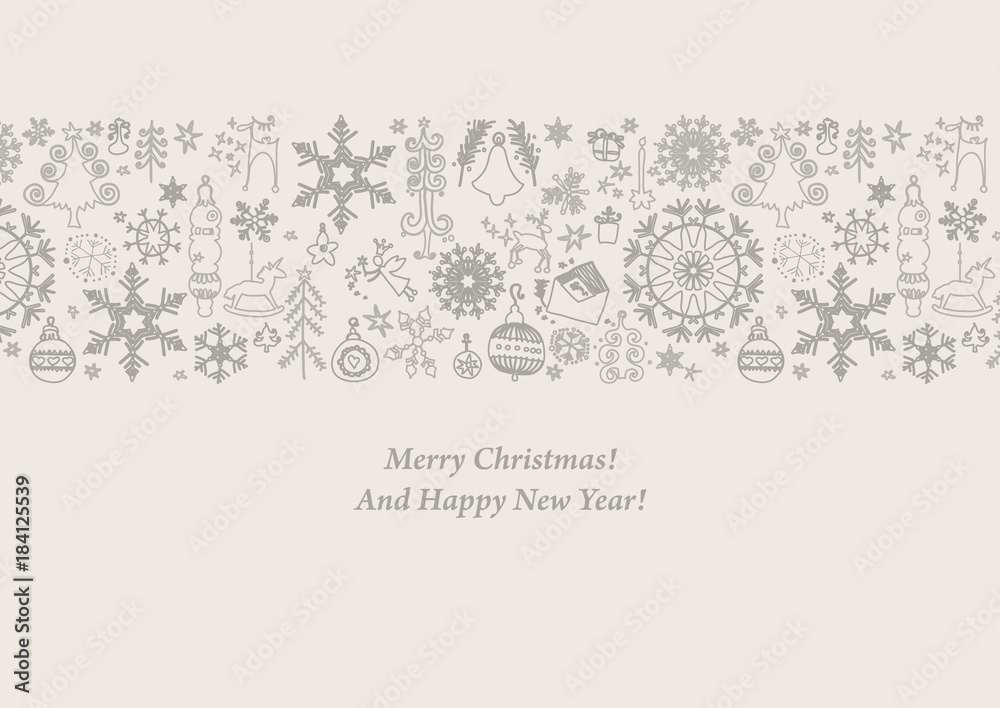 Fototapeta premium Christmas flat element icons banner background