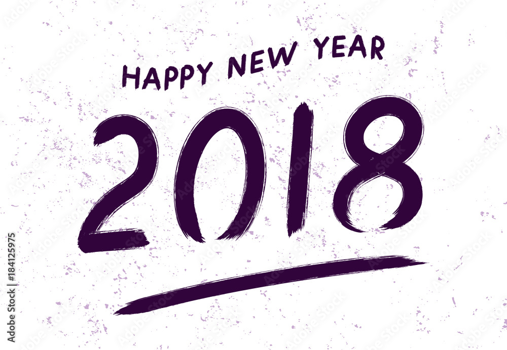 Greeting card design template with Chinese calligraphy for 2018 New Year of the Dog. Ultra vilet number 2018 hand drawn lettering on white vintage subtle grunge background. Vector Greeting card design template with Chinese calligraphy for 2018 New Year of the Dog. Ultra vilet number 2018 hand drawn lettering on white vintage subtle grunge background. Vector