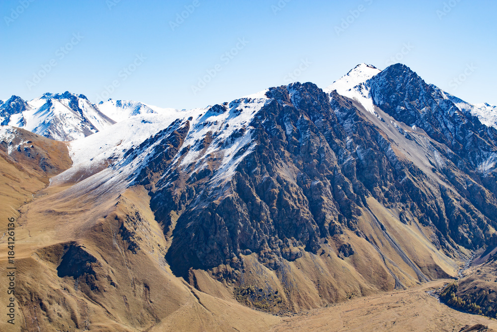 Landscape panorama caucasus mountain with autumn hills Landscape panorama caucasus mountain with autumn hills