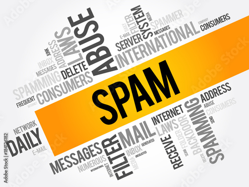 SPAM word cloud collage, internet business concept background