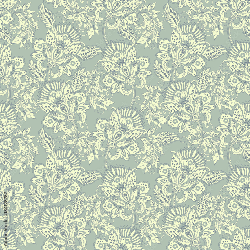  Ethnic Floral seamless pattern. Vector ornament