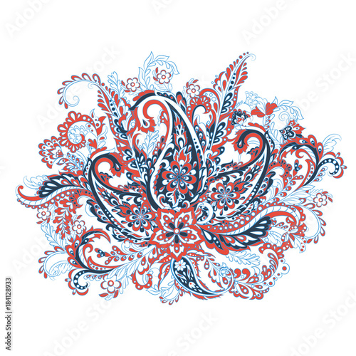 Isolated Floral pattern with paisley ornament. 