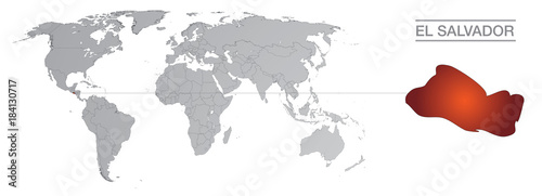 El Salvador dans le monde, avec frontières et tous les pays du monde séparés