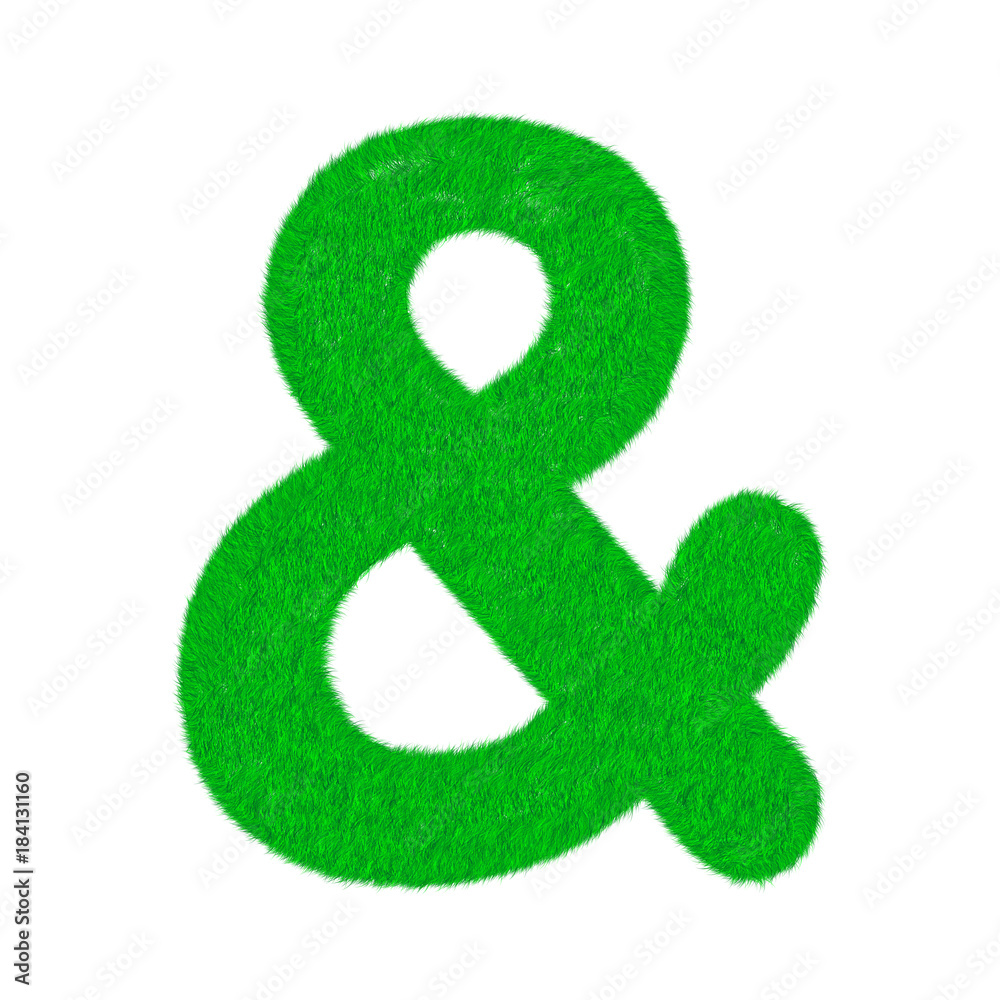 Letter of green fresh grass isolated on a white background