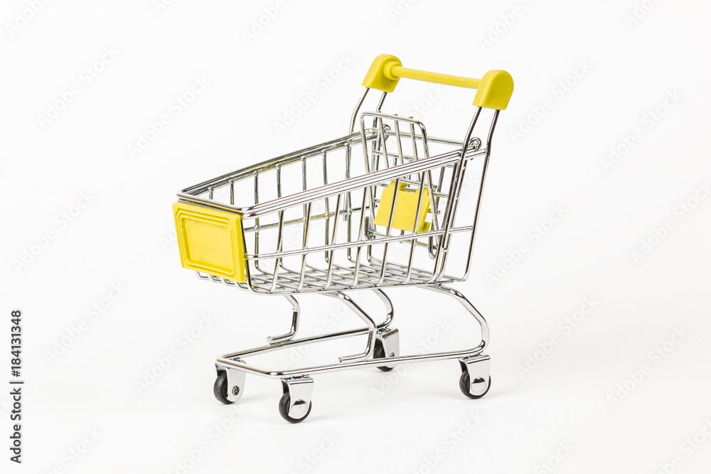 Shopping trolley on white background. Shopping trolley on white background.