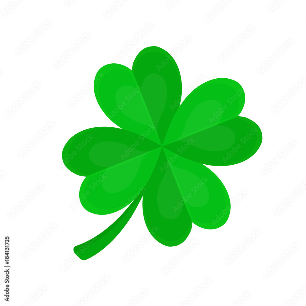 Four-leaf clover for luck.Vector flat cartoon Four-leaf clover for luck.Vector flat cartoon