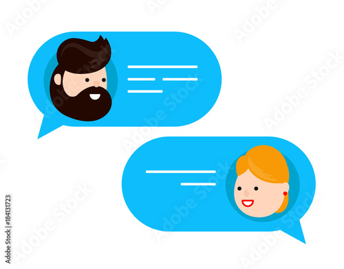 Man chatting with woman. Vector flat 