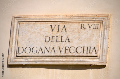 Street Plate, via della Dogana Vecchia, Rome, Italy