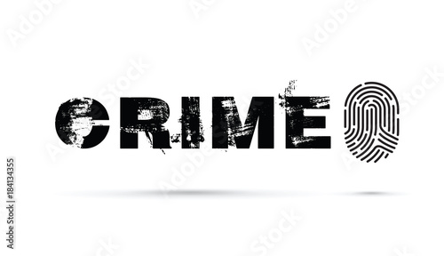 Crime prevention with fingerprint on a black background.