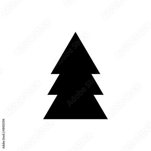Silhouette icon of black Christmas tree, simple geometric vector design, symbol of fir-tree for illustration Xmas and New Year