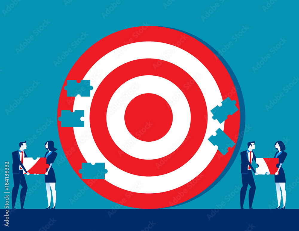 Business team and partner create goals together. Concept business vector illustration. Business team and partner create goals together. Concept business vector illustration.