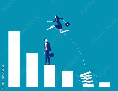 Growth for business. People and jumping. Concept business vector illustration.