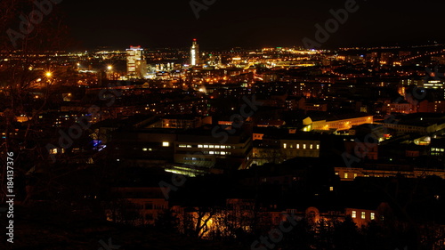 Night panorama of the historic city of Brno, Czech republic