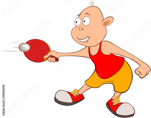 Illustration of Cute Little Boy. Table tennis