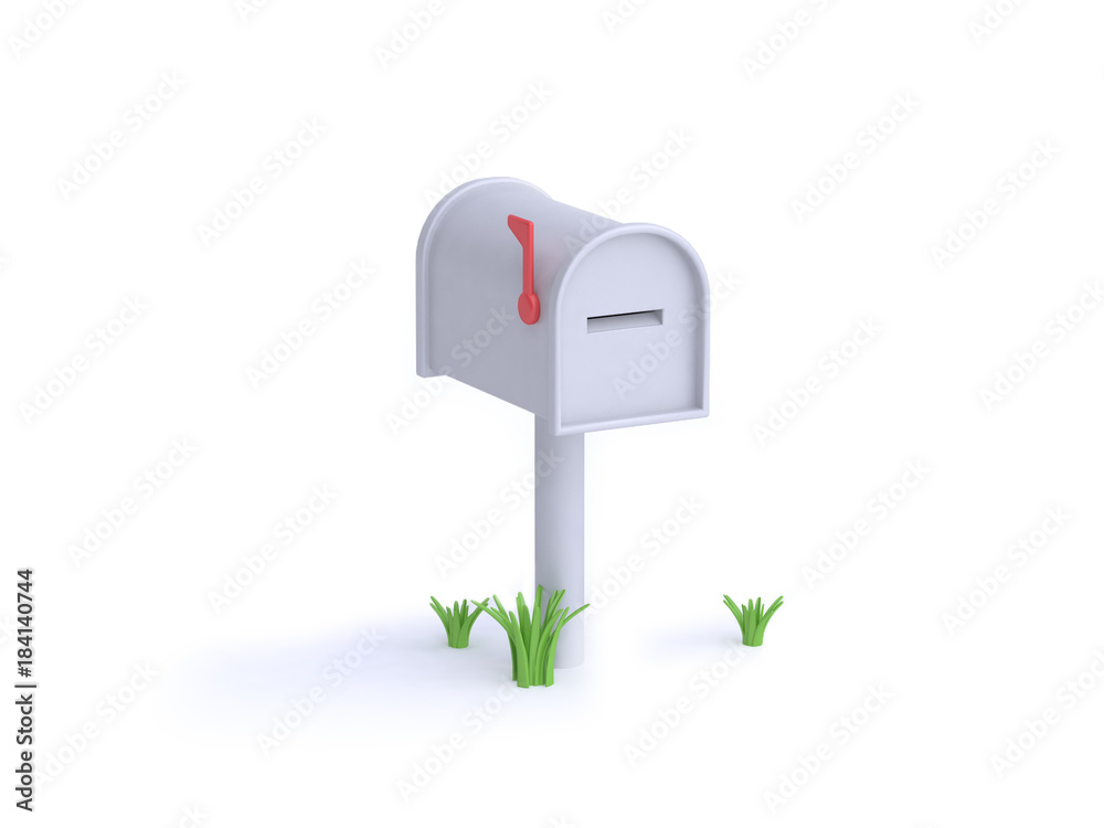 white mail box 3d rendering white background