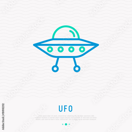 UFO thin line icon. Modern vector illustration of spaceship.
