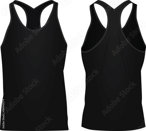 Black sleeveless t shirt. vector illustration