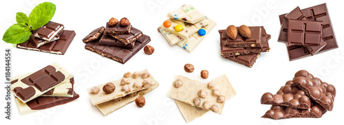 Photo collage of chocolate bars isolated