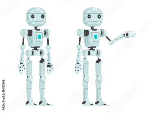 Cute robot on a white background. Vector illustration