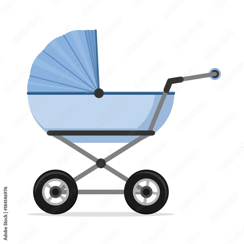 Baby stroller isolated on white background. Children pram, baby carriage vector illustration Baby stroller isolated on white background. Children pram, baby carriage vector illustration