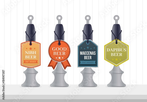 Beer pump template design. Beer pump collection. Beer pump label set.