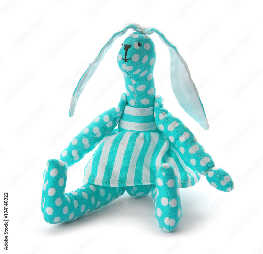 Cute toy bunny on white background