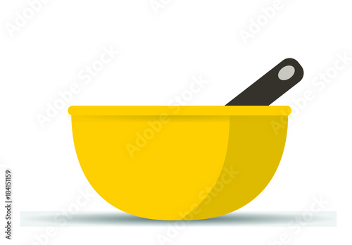 Cooking bowl with scoop inside illustration vector