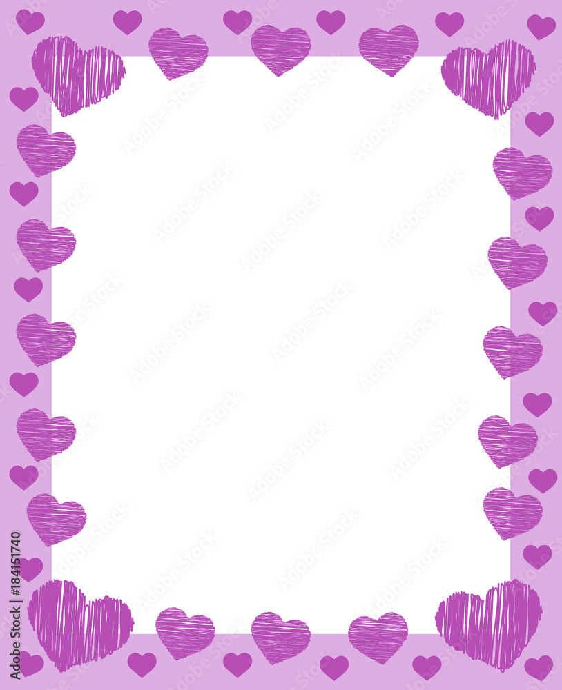 pink valentines frame border with many pink hearts and place for greeting card text wedding brithday or love vintage style vector