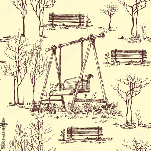 Park and playground seamless pattern