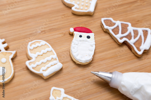 Tasty Christmas homemade cookies on cutting board