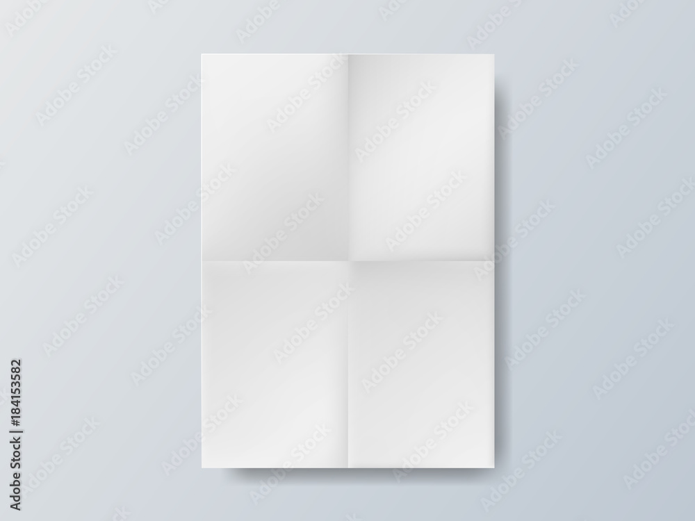 White blank paper size A4 brochure on gray background. Vector illustration. White blank paper size A4 brochure on gray background. Vector illustration.