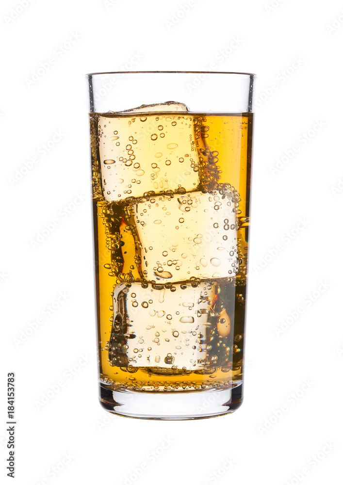 Glass of energy carbonated soda drink with ice Glass of energy carbonated soda drink with ice