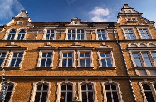 Art Nouveau facade of the building in Poznan.