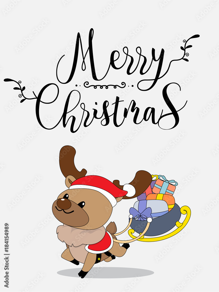 Cute Reindeer Christmas Greeting Card. Cute Reindeer Christmas Greeting Card.