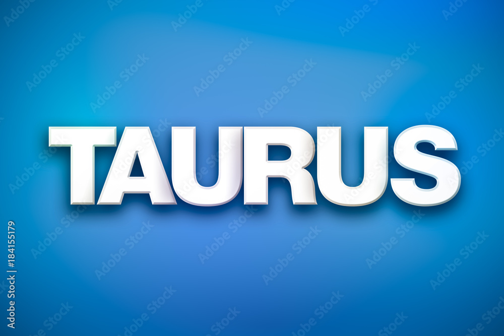 Taurus Theme Word Art on Colorful Background