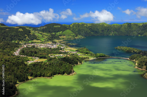 Sete Cidades in sunset light, Sao Miguel Island, Azores, Portugal, Europe