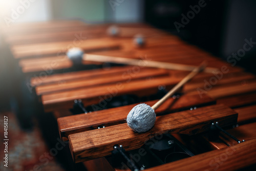 Leinwand Poster Xylophone closeup, wooden percussion instrument