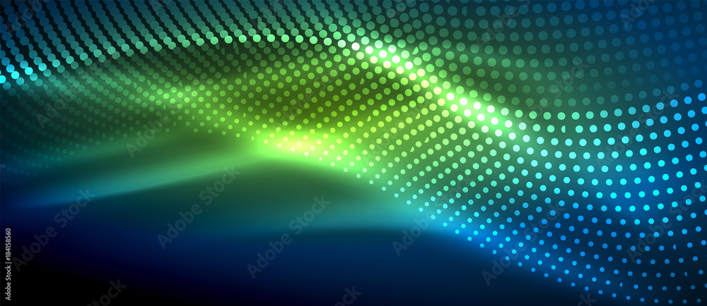 Glowing abstract wave on dark, shiny motion Glowing abstract wave on dark, shiny motion