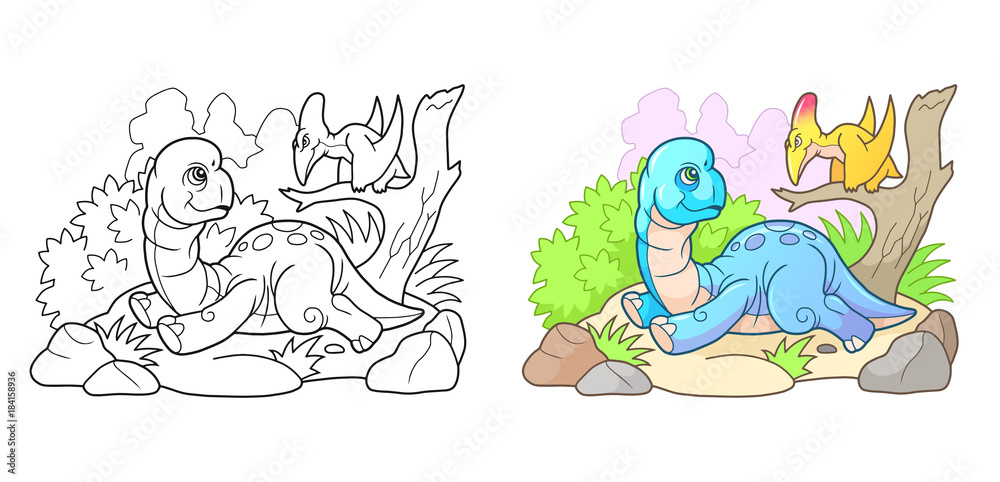 cartoon cute brachiosaurus, funny illustration cartoon cute brachiosaurus, funny illustration