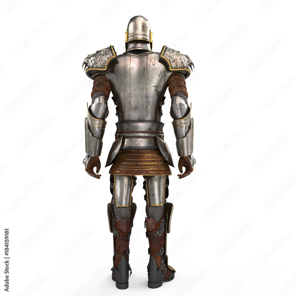 A lion full body armor suit isolated against white background. 3d illustration A lion full body armor suit isolated against white background. 3d illustration