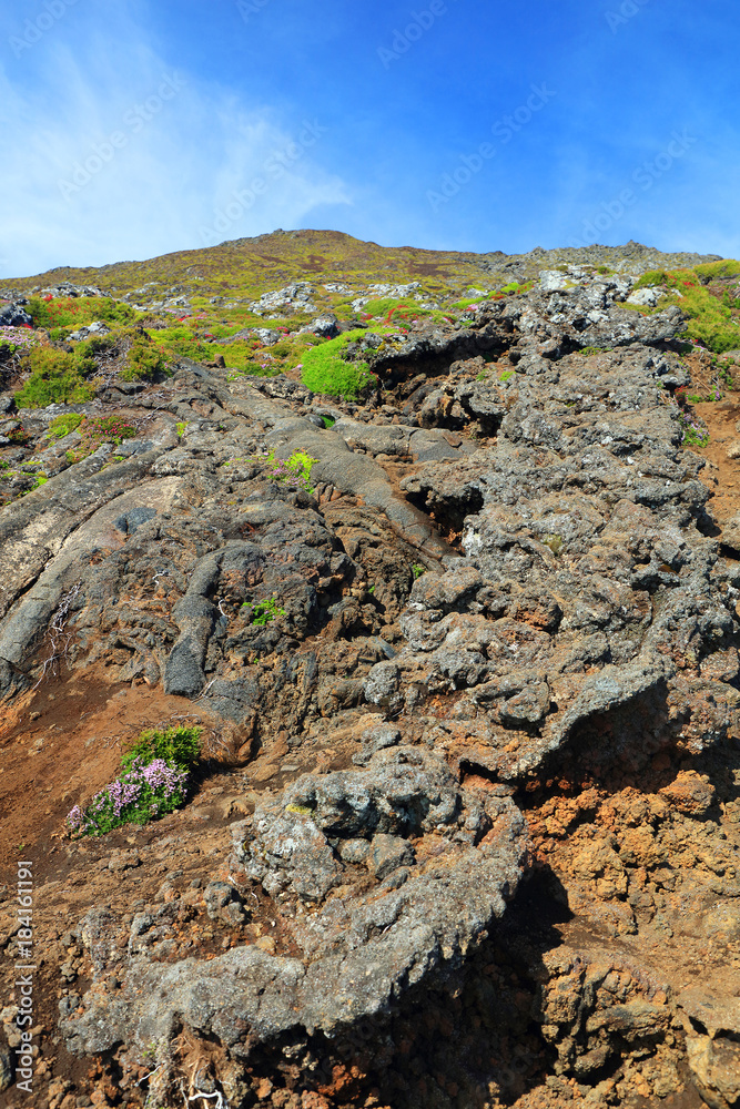 Old Lava on Pico volcano (2351m), Pico Island, Azores, Portugal, Europe